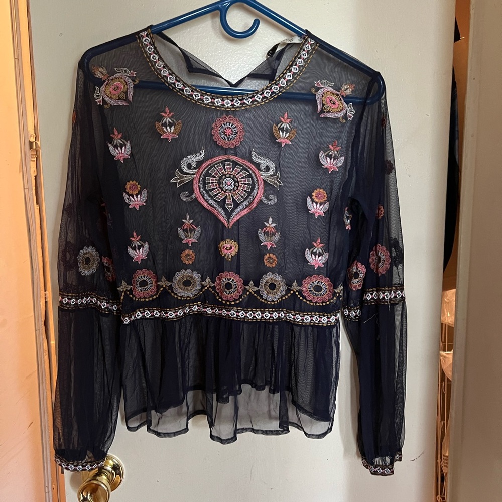 Zara embroidered top